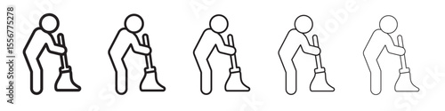 Janitor icon thin flat outline style vector sign
