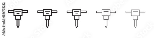 jack hammer icon thin flat outline style vector sign