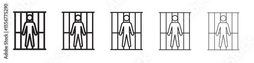 jail criminal prisioner icon thin flat outline style vector sign