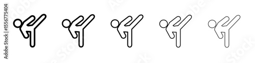Kickboxing icon thin flat outline style vector sign