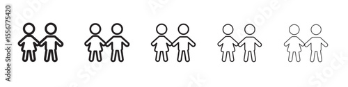 Kids or children icon thin flat outline style vector sign
