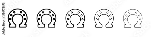 lucky horseshoe icon thin flat outline style vector sign