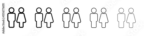 man and woman toilet sign icon thin flat outline style vector sign