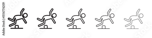 Man tripping icon thin flat outline style vector sign