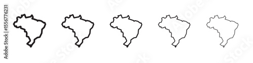 Map of Brazil icon thin flat outline style vector sign