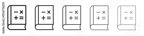 Maths book icon thin flat outline style vector sign