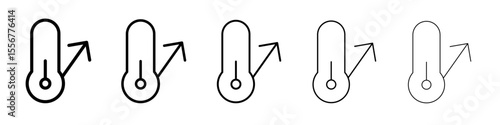 Meteorology thermometer measuring icon thin flat outline style vector sign