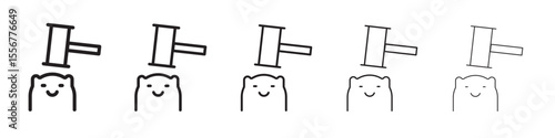 Mole Game Whack icon thin flat outline style vector sign