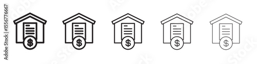 Mortgage loan icon thin flat outline style vector sign
