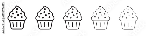 Muffin Icon thin flat outline style vector sign