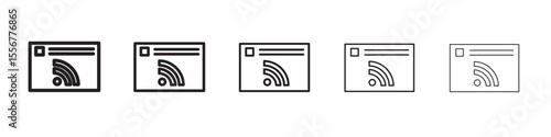 News Feed icon thin flat outline style vector sign