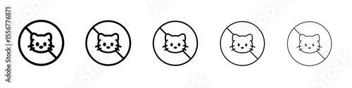 No cats allowed icon thin flat outline style vector sign