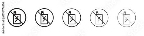 No Electronic Vaping icon thin flat outline style vector sign