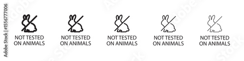 Not tested on animals icon thin flat outline style vector sign