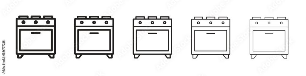 Oven icon thin flat outline style vector sign Oven icon thin flat outline style vector sign