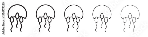 ovule being fertilized by sperm icon thin flat outline style vector sign