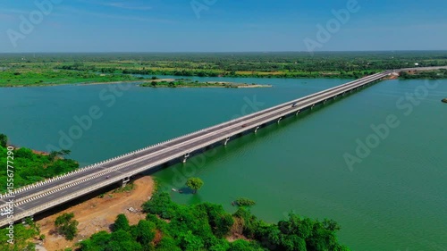 Wallpaper Mural flyover over water reservoir in Tamil Nadu, India drone shot bridge over river Torontodigital.ca