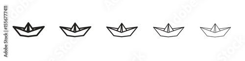 Paper boat icon thin flat outline style vector sign