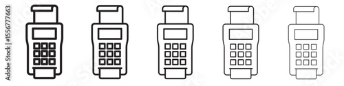 Payment terminal icon thin flat outline style vector sign