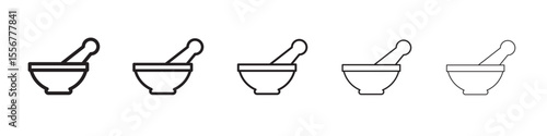 pestle and mortar icon thin flat outline style vector sign