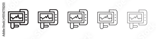Portable electrocardiogram icon thin flat outline style vector sign