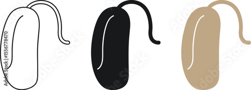 Hearing aid vector illustration set for deafness and hearing loss support and medical equipment vector illustration