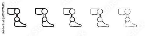 Prosthetic leg icon thin flat outline style vector sign