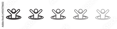 Quicksand and Mud Danger Sign icon thin flat outline style vector sign