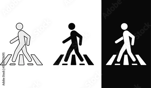 Pedestrian crossing sign vector illustration safety walk zone zebra crossing traffic road symbol 100 chars vector illustration