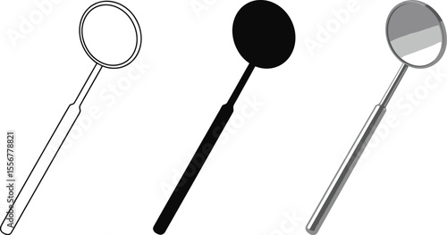Dental mirror illustration set vector design for dentist tool and oral hygiene equipment concept art vector illustration