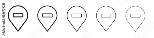 Remove pin mark thin flat outline style vector sign