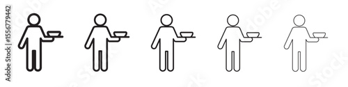 restaurant Waiter icon thin flat outline style vector sign