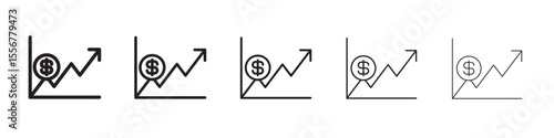 Rise price icon thin flat outline style vector sign