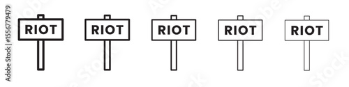 Riot sign icon thin flat outline style vector sign