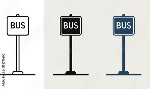 Bus stop sign vector illustration public transportation bus station icon travel transport traffic design isolated vector illustration
