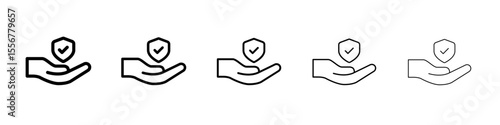 safety hand icon thin flat outline style vector sign