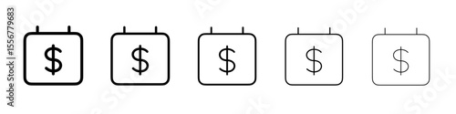 salary payday icon thin flat outline style vector sign