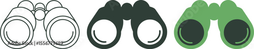 Binoculars vector illustration set for search find and explore concept with three different styles vector illustration