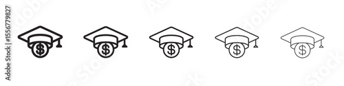 Scholarship icon thin flat outline style vector sign
