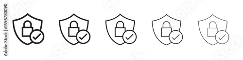 secure checkout icon thin flat outline style vector sign