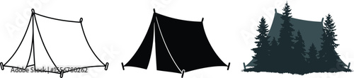 Camping tent vector illustration set for outdoor adventure and nature tourism and summer camp design vector illustration