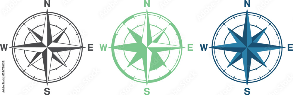 Compass rose vector illustration set for navigation direction with north south east west points vector illustration Compass rose vector illustration set for navigation direction with north south east west points vector illustration