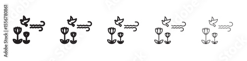 Spring season icon thin flat outline style vector sign