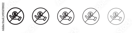 Stop Corruption icon thin flat outline style vector sign