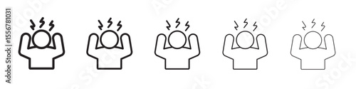 Stress icon thin flat outline style vector sign