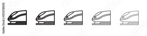 Subway high speed train icon thin flat outline style vector sign