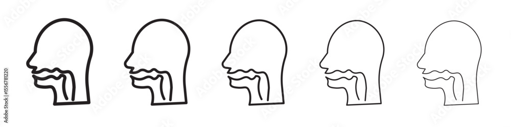 Naklejka premium Swallowing reflex icon thin flat outline style vector sign