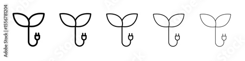 Sustainable ecological energy icon thin flat outline style vector sign