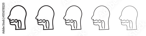 Swallowing reflex icon thin flat outline style vector sign