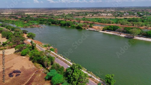 An aerial view of the river canal